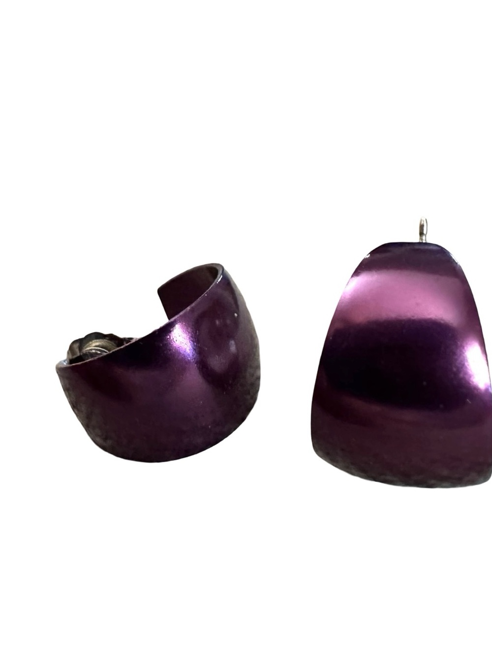Unique Vintage Metallic Purple Hoop  Earrings